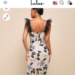 Lulus Show Stopper Cream Embroidered Sequin Bodycon Midi Dress